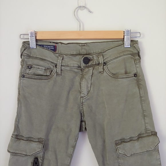 True Religion Halle Super Skinny Cargo Pants Olive Green Size 25 - Picture 6 of 16